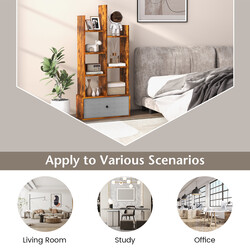 Bogreol åben træ brun 7 hylder kasse 53x24x118 cm