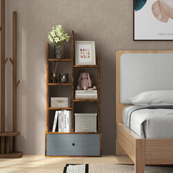 Bogreol åben træ brun 7 hylder kasse 53x24x118 cm