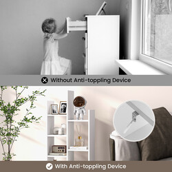 Bogreol hvid træ 53x24x118 cm med syv hylder og skuffe