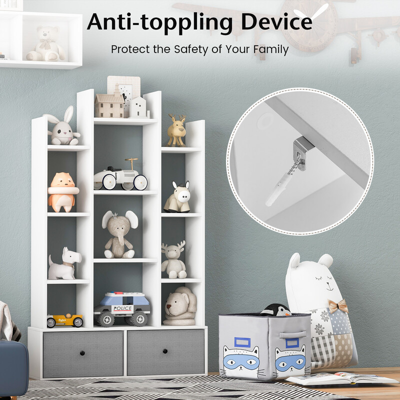 Boghylde hvid træplade 12 hylder 81 x 24 x 132 cm