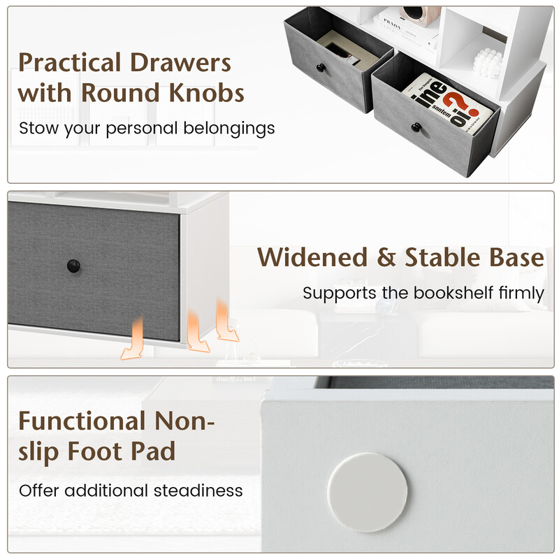 Boghylde hvid træplade 12 hylder 81 x 24 x 132 cm