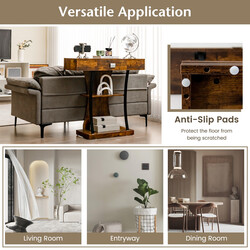 Konsolbord T-formet rustik brun 91x30x88cm metal MDF trækomposit