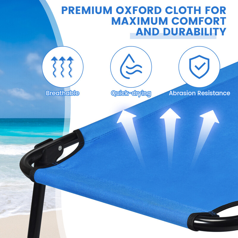 Campingmadras 190 cm blå metalramme Oxford-stof 5 kg