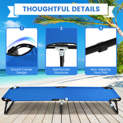 Campingmadras 190 cm blå metalramme Oxford-stof 5 kg