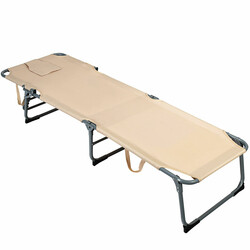 Justerbar sammenklappelig solstol beige aluminium 194x61x35