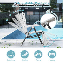 Foldbar hvid terrassestol i vejrbestandigt PP og metal 7‑positions justering