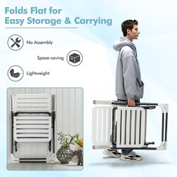 Foldbar hvid terrassestol i vejrbestandigt PP og metal 7‑positions justering