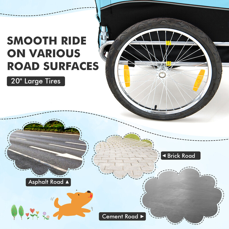 Cykelvogn til husdyr blå 40 kg kapacitet Oxford‑stof