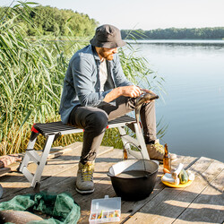 Sammenklappelig arbejdsplatform i aluminium 126x52