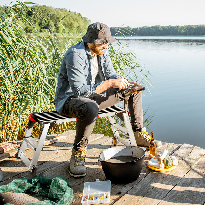 Sammenklappelig arbejdsplatform i aluminium 126x52