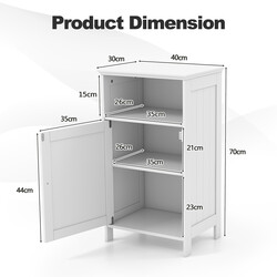 Badeværelsesskab hvid MDF gulv 40x30x70 cm med justerbar hylde