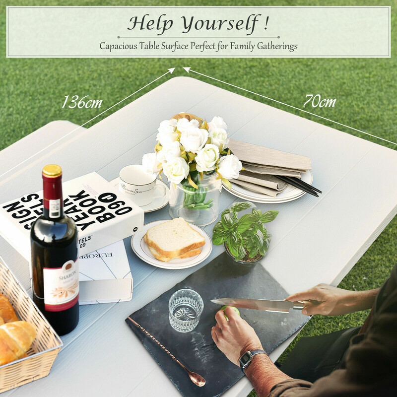 Picknickbord sæt hvid HDPE med to bænke til udendørs brug