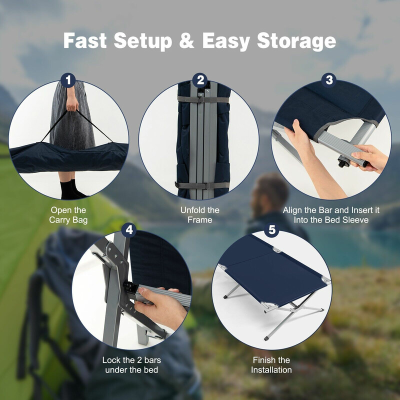 Camping-seng sammenklappelig blå 214