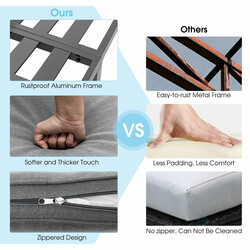 Aluminium lounge-sæt til have med justerbar 3‑sæders sofa og loveseat grå