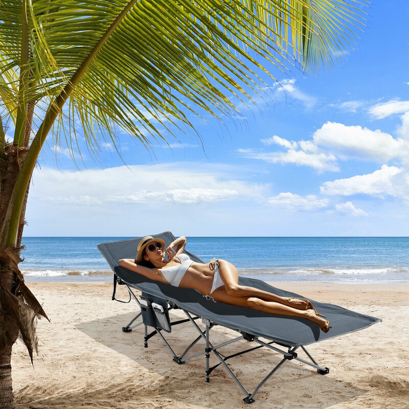 Sammenklappelig camping-seng med blå Oxford-madrass 185x65 cm 150 kg belastning