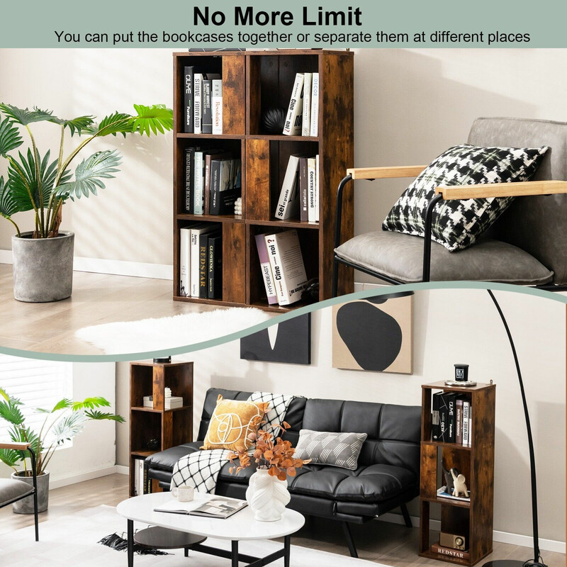 Bogreol 2 stk træ landlig brun 3 niveauer 33x33x100