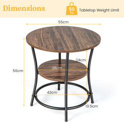 Sidebord træ og metal vintage to niveauer 55x55x56 cm