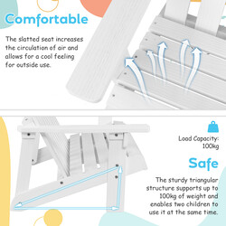 Adirondackstol gran hvid 2‑sæde udendørs til børn