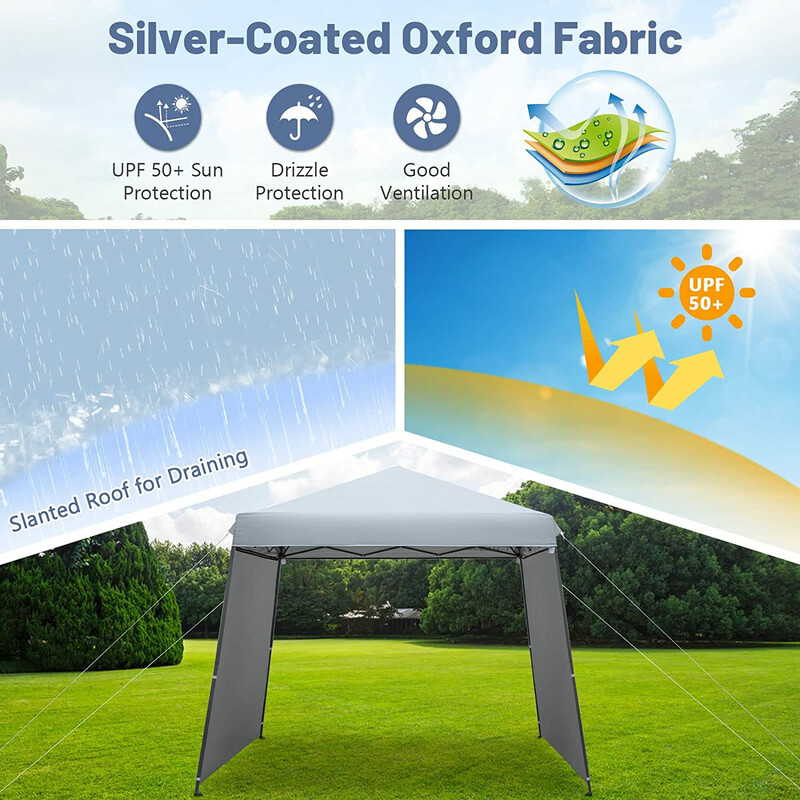 Pop-up pavillon 3x3 m grå vandtæt med markiser to sidevægge