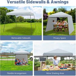 Pop-up pavillon 3x3 m grå vandtæt med markiser to sidevægge