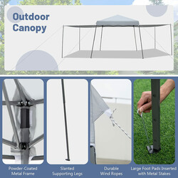 Pop-up pavillon 3x3 m grå vandtæt med markiser to sidevægge