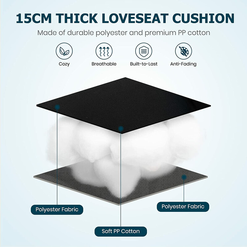 Bænkepude sort 132x49x15cm PP-bomuld polyester indendørs udendørs 1 stk