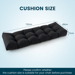 Bænkepude sort 132x49x15cm PP-bomuld polyester indendørs udendørs 1 stk