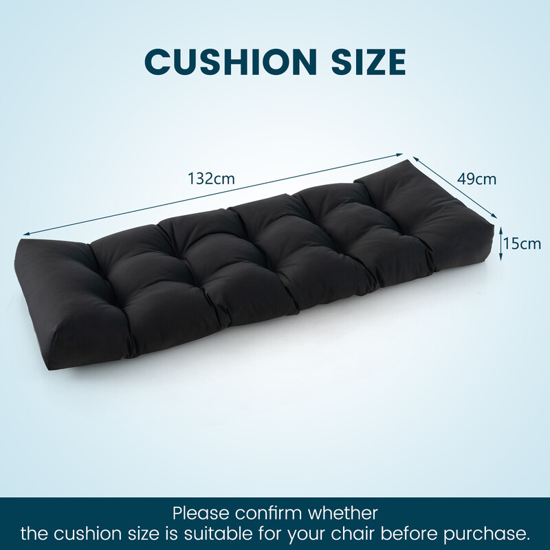 Bænkepude sort 132x49x15cm PP-bomuld polyester indendørs udendørs 1 stk