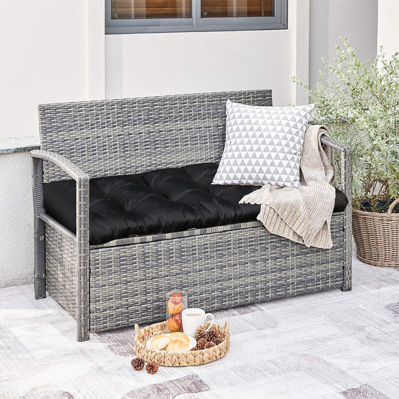 Bænkepude sort 132x49x15cm PP-bomuld polyester indendørs udendørs 1 stk