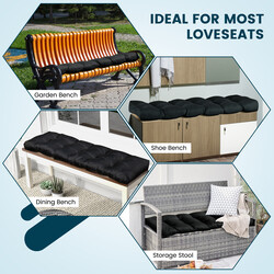 Bænkepude sort 132x49x15cm PP-bomuld polyester indendørs udendørs 1 stk