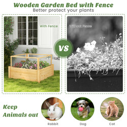 Forhøjet plantekasse i lærketræ 107x107x70 cm med hegn