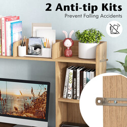 Skrivebordshylde træ naturlig 94x25x74 cm tre etager 45 kg belastning