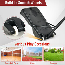 Basketkurv justerbar sort vejrbestandig med hjul og fyldbar base 250 cm
