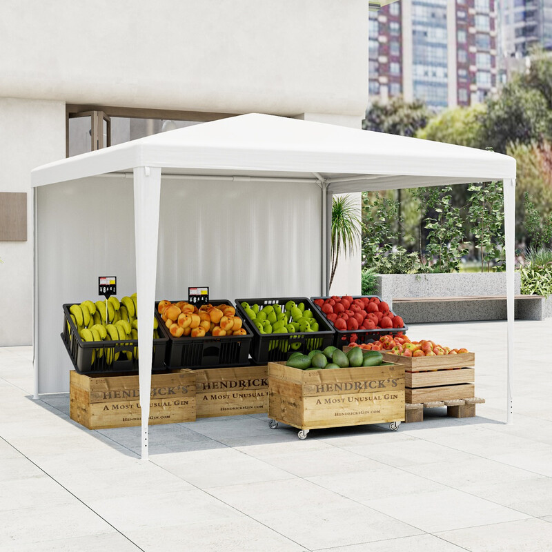 Festtelt 3x3 m hvid PE med metalramme og aftagelige vægge