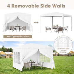 Festtelt 3x3 m hvid PE med metalramme og aftagelige vægge