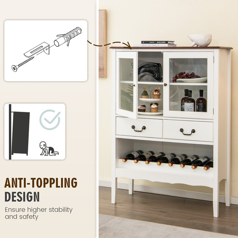 5x38x126 cm med glasdøre og skuffer