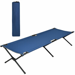 Foldbar campingseng med metalram blå 190x67x42 cm 136 kg