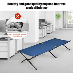 Foldbar campingseng med metalram blå 190x67x42 cm 136 kg