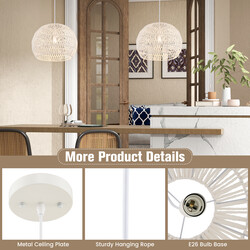 Loftlampe papir beige 44 x 33 cm justerbar ophængningsledning til stuen