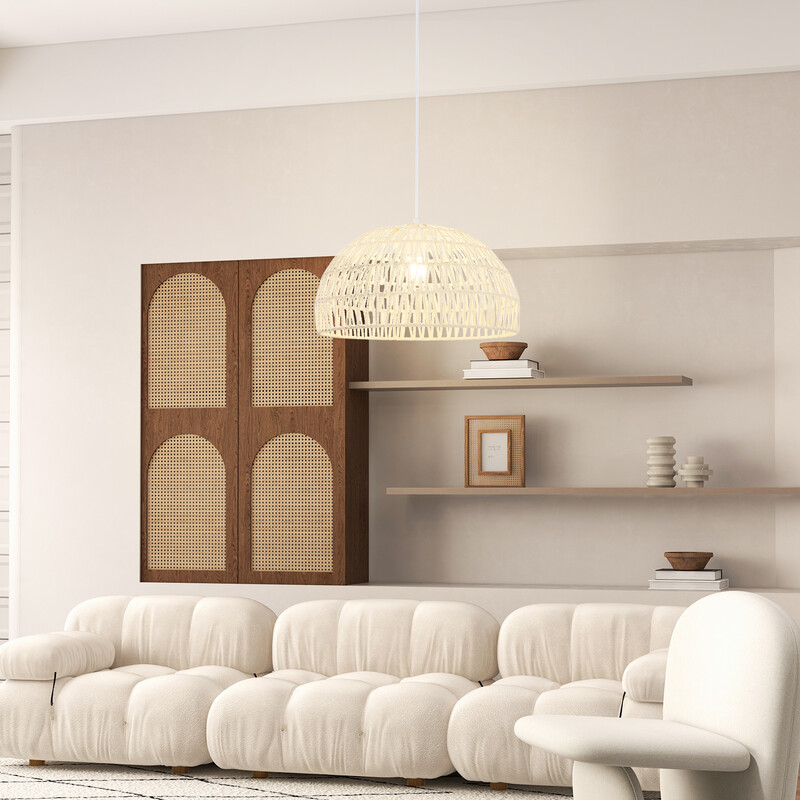 Loftlampe beige papir metal justerbar højde 44x25 cm