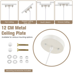 Loftlampe beige papir metal justerbar højde 44x25 cm