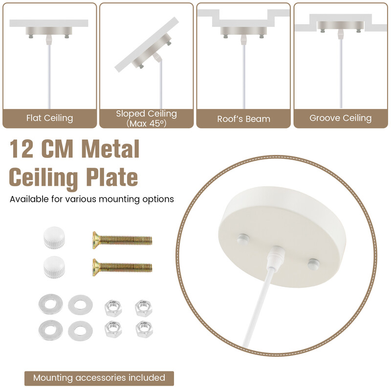 Loftlampe beige papir metal justerbar højde 44x25 cm