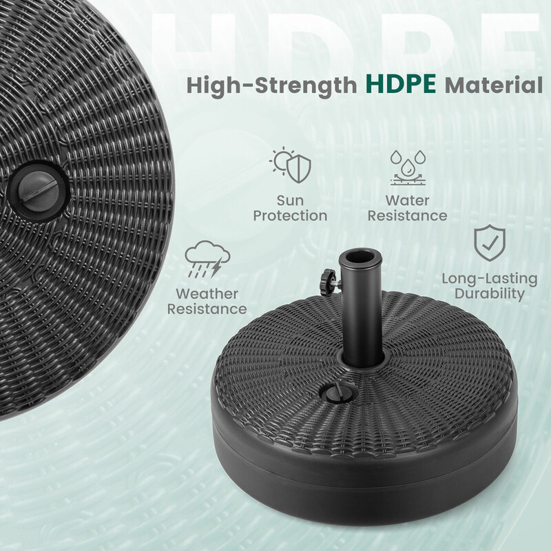 Parasolfod rund sort HDPE 45 cm x 30 cm 30 kg kapacitet