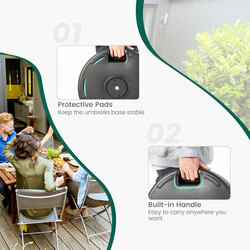 Parasolfod rund sort HDPE 45 cm x 30 cm 30 kg kapacitet