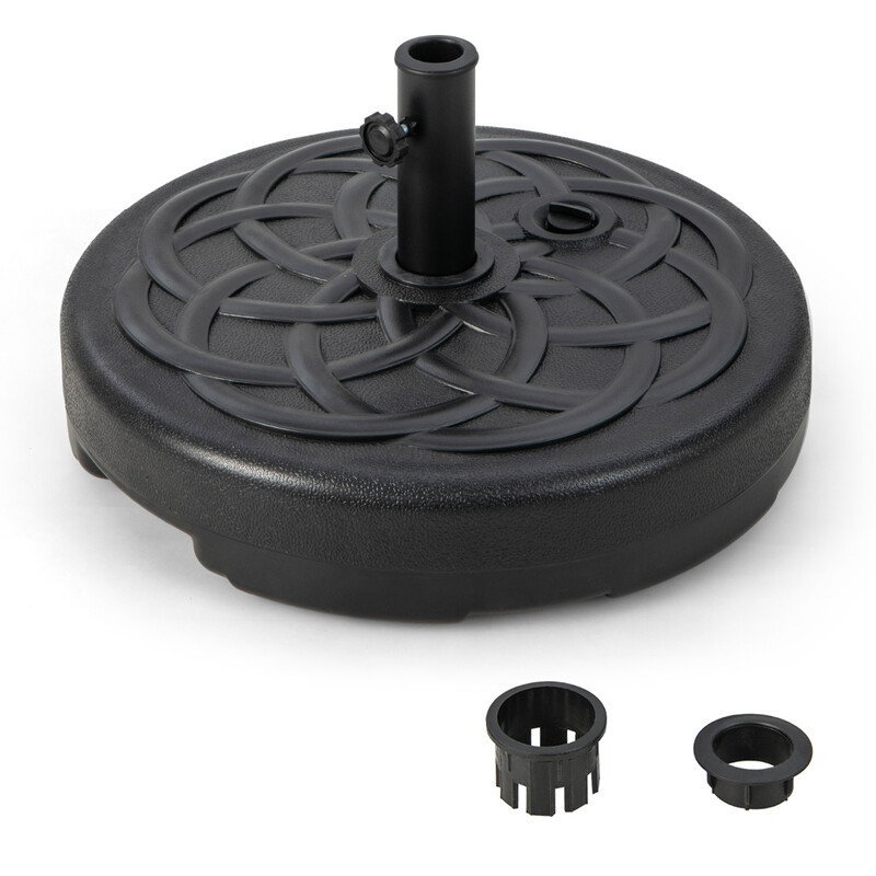 Rund parasollfod 56 cm sort HDPE fyldbar vand sand