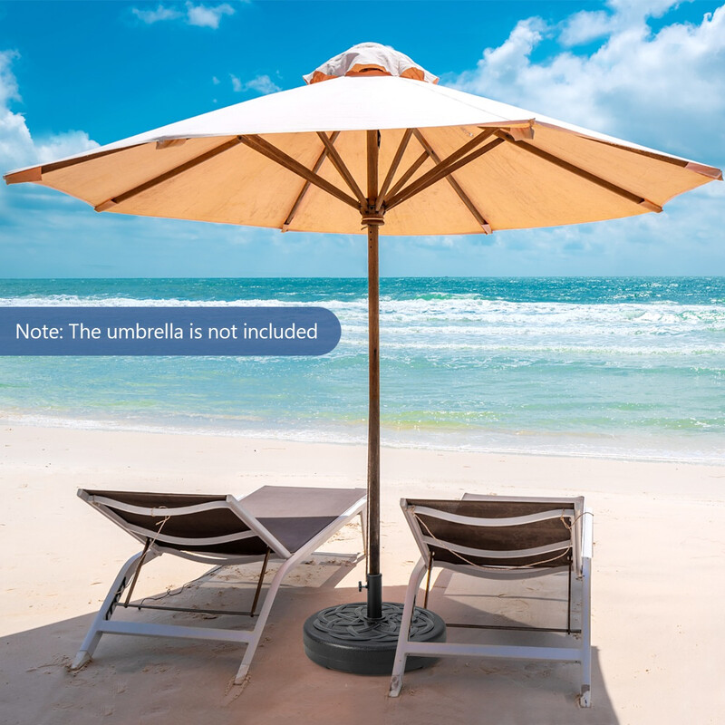 Rund parasollfod 56 cm sort HDPE fyldbar vand sand