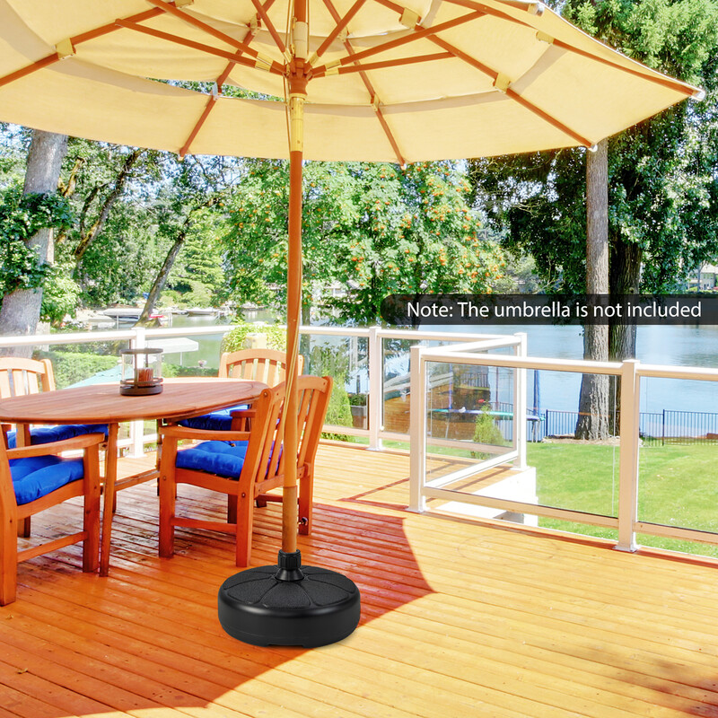 Paraplystativ sort HDPE 37 cm fyldes med vand eller sand til terrasse