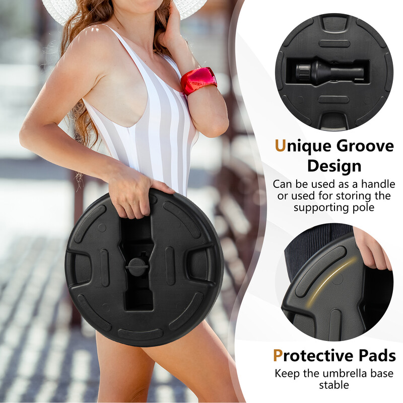 Paraplystativ sort HDPE 37 cm fyldes med vand eller sand til terrasse