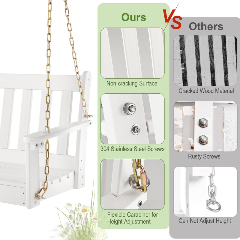 Hængeslynge i HDPE 137 cm hvid tosædet med justerbare kæder