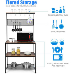 Køkkenopbevaringshylde rustik brun 84x39x171 cm fire hylder 11 kroge